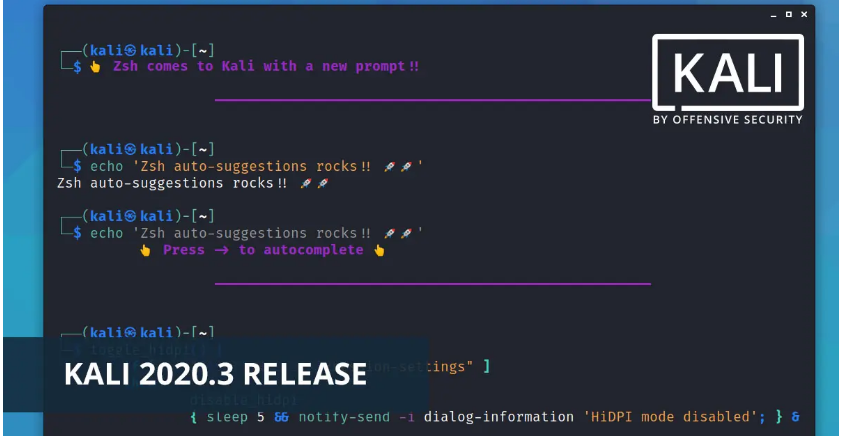 En este momento estás viendo Kali Linux 2020.3 llega con nuevo Shell, soporte HiDPI mejorado y estas otras novedades